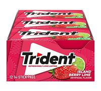 Trident Chewing Gum Island Berry Lime – Sugar-free with Xylitol – 14 Sticks 39 g