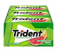 Trident Watermelon Twist Sugar Free Gum - with Xylitol - 12 Packs (168 Pieces Total)
