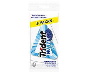 Trident White Peppermint Sugar Free Chewing Gum 16 Stick 3 Pack