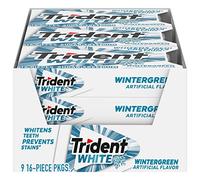 Trident White Sugar Free Gum (Wintergreen, 16 Piece, 9 Pack)