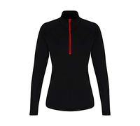 TriDri Womens/Ladies Long Sleeve Performance Quarter Zip Top (M) (Black/Red)