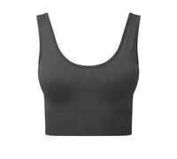 TriDri Women's Multisport Ribbed Seamless 3D Bra in Charcoal | Size: Medium TriDri Charcoal M
