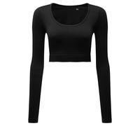 TriDri Women's Ribbed Seamless 3D Crop Top in Black | Size: Medium TriDri Black M