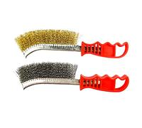 Tried + Tested Wire Brush Set of 2 Brass & Steel - Light & Heavy Duty Cleaning Rust Remover