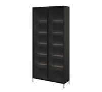 trier display cabinet 2 glass doors in matt black with led