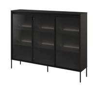 trier display cabinet 3 glass doors in matt black with led