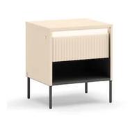 trier wooden bedside cabinet with 1 drawer in beige and led
