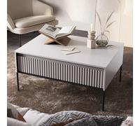 trier wooden coffee table with 1 drawer in matt white