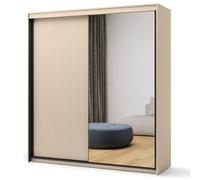 trier wooden wardrobe with 2 sliding doors in beige and led