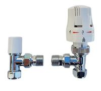 Trieste Angled White Thermostatic Radiator Valve/Towel Rail Valve 1/2" / 15mm