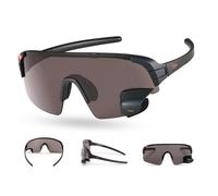 TriEye Cycling Glasses with Rear-view Mirror - Sports Sunglasses Cycling Goggles UV-400 - Durable Bicycle Glasses (Smoke Grey)