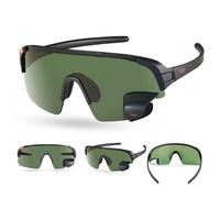 TriEye Cycling Glasses with Rearview Mirror, Polarized Cycling Glasses for Men and Women, Scratch Resistant, Clear and Green Lenses, Rear View Glasses for Cycling, Road and Trail (Polarized Smoke)