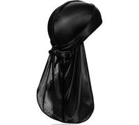 Trifletopia 1 PCS Silky Satin Durag - Premium Satin Du Rag for Waves, Dreadlocks, Braids & Locs - Ultra-Soft Wrinkle-Free Silk Bonnet for Sleeping - Men's Durag & Fashion Headbands (Black)