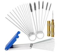 Trifletopia 29PCS Carburetor Cleaning Kit - Carbon Dirt Jet Cleaner - Stainless Steel Brushes Needles Wires Set - Nozzle Removal Tool - Motorcycle Car Engine Maintenance (Silver)