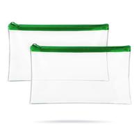 Trifletopia 2Pcs Transparent Pencil Case for Exams - Pencil Case Clear with Zipper - 22cm x 14.5cm for School, Office, Home & Travel (Green)