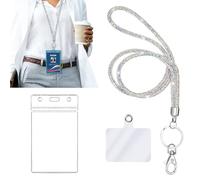 Trifletopia Silver crystal lanyard - personalised lanyard - Lanyards for neck - sparkling and stylish - comes with a PVC card holder - lanyards for neck with card holder - ideal for ID cards, keys