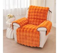 Triflice Plush Recliner Slipcover Home Faux Fur Fluffy Recliner Chair Slipcover Non Slip Back Fuzzy Fluffy Reclining Couch Cover Soft Comfort Sofa Slipcover Washable Furniture Protector (Orange)