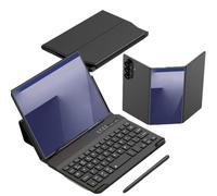 Trifold Mobile Office Keyboard Kit,Leather Keyboard Case Pen Mouse,Kit For Folding Case Phone Bluetooth