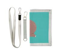 Trifold Nylon Wallet, Unisex Slim Purse With Key hook Chain ID Credit Card Case Holder for Bills Crash 9.05x4.92 inch Print Sloth Turquoise Pattern