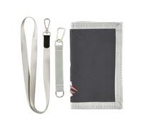 Trifold Nylon Wallet, Unisex Slim Purse With Key hook Chain ID Credit Card Case Holder for Bills Crash 9.05x4.92 inch Print Skeleton Surfing Wild Waves Red Hibiscus Flowers