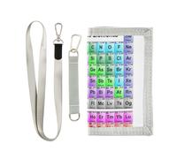 Trifold Nylon Wallet, Unisex Slim Purse With Key hook Chain ID Credit Card Case Holder for Bills Crash 9.05x4.92 inch Print Colorful Periodic Table of the Elements