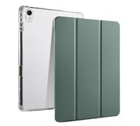 Trifold Soft Transparent Back Stand Tablet Case Suitable For Huawei Matepad 12X BKY-W20/W10 12inch 2024 With Pen Holder Cover(Dark green)