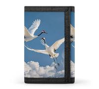 Trifold Three Pelicans Wallet Minimalist Slim Mens Wallet with Zipper & Key Ring Polyester Stylish Wallets 8 Multiple Credit Card Holder for Daily Use Work Travel