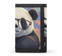 Trifold Wallet for Men, Louvre Museum in Paris Coin Purse Slim Money Clip Credit Card Holder with 8 Card Slots, Panda with a tilted head, One Size, Modern