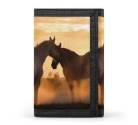 TriFold Wallet with 8 Card Slots & Keychain | Durable Polyester | Compact Horses in Love Wallet for Travel