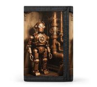 TriFold Wallet with 8 Card Slots & Keychain | Durable Polyester | Compact Robot in The Corner Wallet for Travel