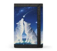 TriFold Wallet with 8 Card Slots & Keychain | Durable Polyester | Compact Wolf in The Dark Wallet for Travel