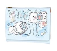 Trifold Women Wallets - Cat Printed Ladies Wallets, Compact Foldable Organizer | Cute PU Purse with Card Slots, ID Window and Coin Pocket p, Learning Puppy, Consulte la descripción, See description