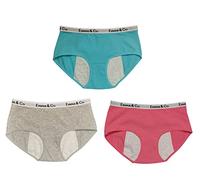 Trifolium 3 Pack Period Panties Menstrual Postpartum Leakproof Cotton Briefs High Waist Bikinis Underwear for Women Teen Girls (3 Pack (Turquoise,Pink,Grey), UK 18-20)