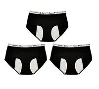 Trifolium 3 Pack Period Panties Menstrual Postpartum Leakproof Cotton Briefs High Waist Bikinis Underwear for Women Teen Girls (3 Pack Black, UK 10-12)