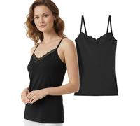 Trifolium Chic Lace Trim Camisole - Women's V-Neck Slim-Fit Tank Top for Comfort & Style 1 Pack Black Factory Label XL UK 14-16 (1840-XL-BK-1P)