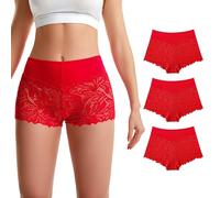 Trifolium High Waist French Knickers Floral Lace Underpants 3 Pack Red,Red,Red Factory S UK 8-10 (8003-3P-S-RD-RD-RD-T4)