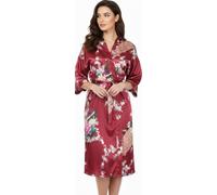 Trifolium Kimono - Silky Satin Bath Gown with Peacock & Blossoms Print Kimono Wine Red Factory Label XL UK 22-24 (NG8701-XL-WRD-1PC)