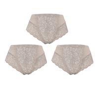 Trifolium Ladies Sexy Lace Front Pants Lingerie French Knicker Strechy Brief 3 PACK Beige Factory label XXXXL UK 16-18 (F8109-4X-3BG)