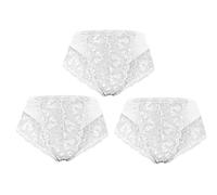 Trifolium Ladies Sexy Lace Front Pants Lingerie French Knicker Strechy Brief 3 PACK White Factory label XXXL UK 14-16 (F8109-3X-3WT)