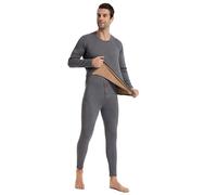 Trifolium Men's Velvet Plush Double Layer Ultra-Insulating Thermal Underwear Set, Long Sleeve Top & Long Johns for Winter Grey UK 44-46 Factory Label XXL (TM1709M-XXL-GY)