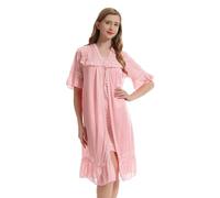 Trifolium Vintage-Inspired Sheer Negligee Set with Lace Detailing Light Pink UK 18-20 Factory Label XL (NT5151-XL-LPK)