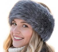 Trifolium Winter Faux Fur Headband for Women Fancy Ear Warmer with Stretch Fluffy Elastic Headband (One size Silver Grey Fox)