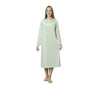 Trifolium Women Button Up 100% Turkish Cotton Nightdress Floral Trim Nightie Long Sleeve Mint UK 18-20 Factory XXL (NT7010-XXL-GN)