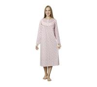 Trifolium Women Button Up 100% Turkish Cotton Nightdress Floral Trim Nightie Long Sleeve Pink UK 16-18 Factory XL (NT7010-XL-PK)