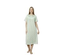 Trifolium Women Button Up 100% Turkish Cotton Nightdress Floral Trim Nightie Short Sleeve Mint UK 16-18 Factory XL (NT7011-XL-GN)