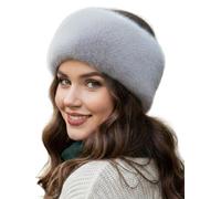 TRIFOLIUM Women’s Grey Faux Fur Headband Silver Faux Rabbit One Size (HDB6387-One Size-Rabbit-LGY)