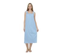 Trifolium Women's Turkish Cotton Sleeveless Nightdress: Elegant Floral Elegance Blue UK 18-20 Factory XXXL (NT044-XXXL-BL)