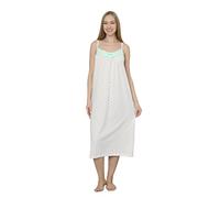 Trifolium Women's Turkish Cotton Sleeveless Nightdress: Elegant Floral Elegance Mint UK 10-12 Factory LabelM (NT016-M-GN)