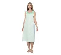 Trifolium Women's Turkish Cotton Sleeveless Nightdress: Elegant Floral Elegance Mint UK 14-16 Factory LabelXL (NT015-XL-GN)