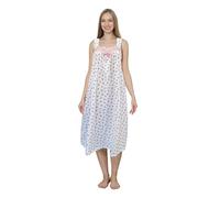 Trifolium Women's Turkish Cotton Sleeveless Nightdress: Elegant Floral Elegance Pink UK 10-12 Factory LabelM (NT940-M-PK)